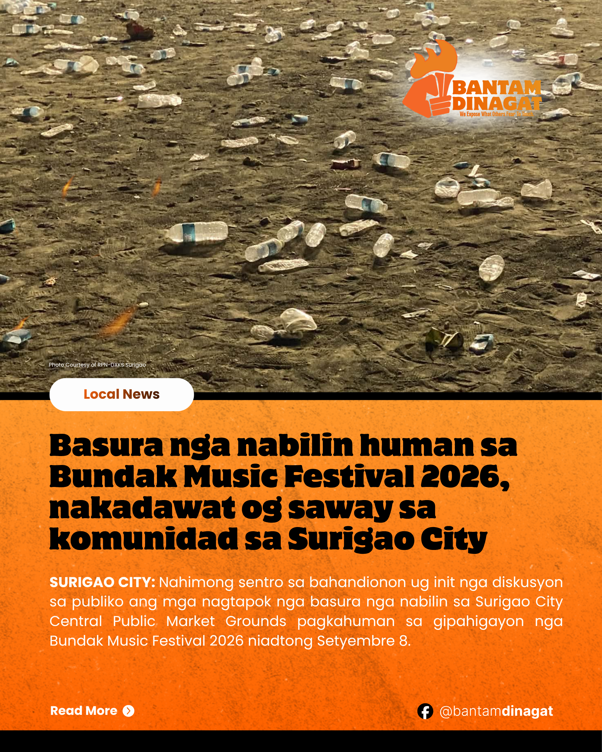 Basura nga nabilin human sa Bundak Music Festival 2026, nakadawat og saway sa komunidad sa Surigao City